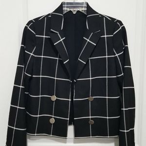 Express Windowpane print cropped open blazer